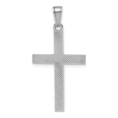 14K White Gold Beveled Cross Pendant – view 5