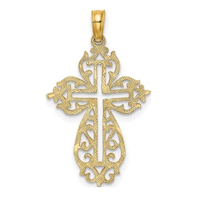 14K Yellow Gold Cut-Out Scroll Cross Charm – view 5
