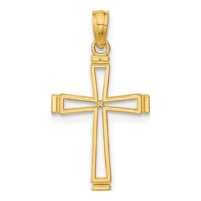 14K Yellow Gold Cut-Out Cross Pendant