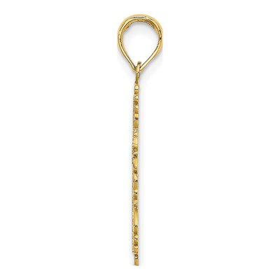 14K Yellow Gold Textured Lace Trim Cross Charm – view 3