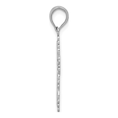 14K White Gold Textured Lace Trim Cross Charm – view 3