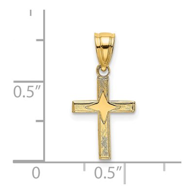 14K Yellow Gold Mini Star Cross Pendant – view 4