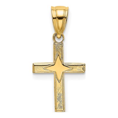 14K Yellow Gold Mini Star Cross Pendant