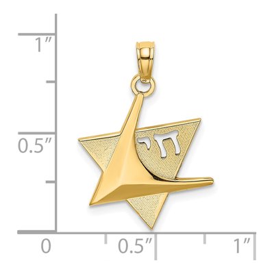 14K Yellow Gold Star of David Chai Pendant – view 4
