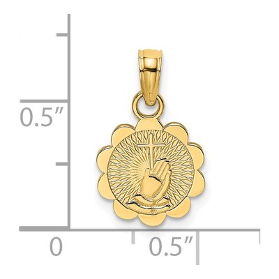 14K Yellow Gold Praying Hands Cross Charm – view 4