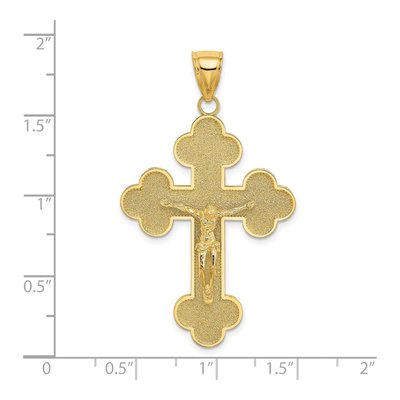 14K Yellow Gold Budded-Tip Crucifix Pendant – view 4