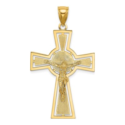 14K Yellow Gold Cut-Out Crucifix Pendant