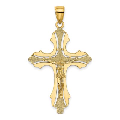 14K Yellow Gold Cut-Out Crucifix Charm