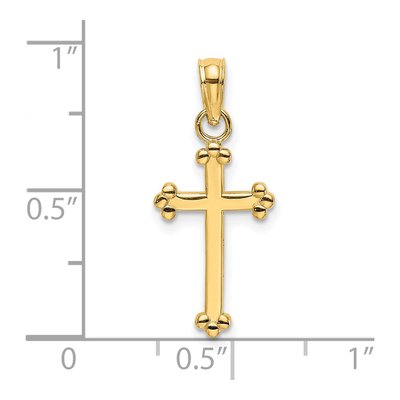 14K Yellow Gold Beaded Cross Pendant – view 4