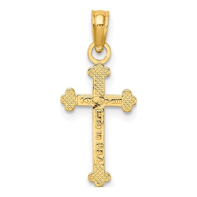 14K Yellow Gold Beaded Cross Pendant – view 5