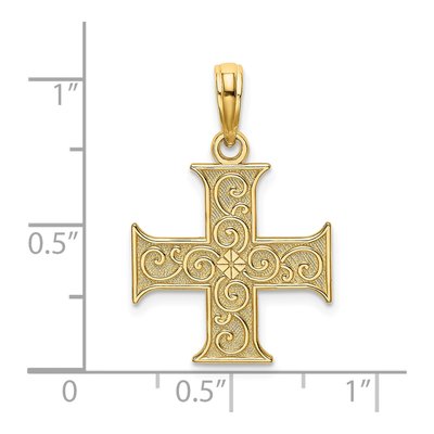 14K Yellow Gold Greek Cross Swirl Pendant – view 3