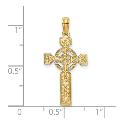 14K Yellow Gold Textured Celtic Cross Charm – view 4