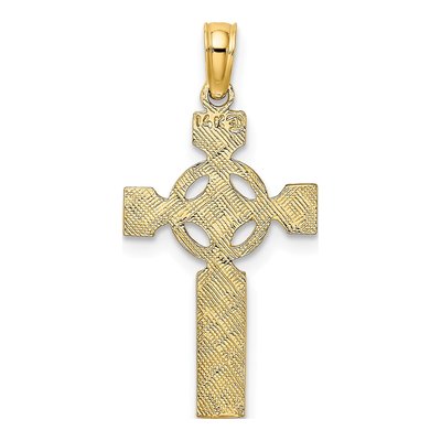 14K Yellow Gold Textured Celtic Cross Charm – view 5