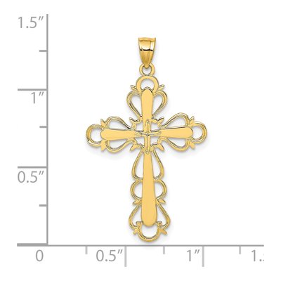 14K Yellow Gold Lace Trim Cross Pendant – view 4
