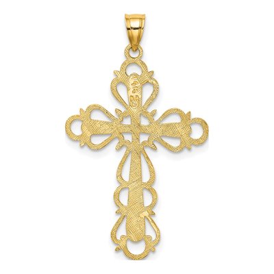 14K Yellow Gold Lace Trim Cross Pendant – view 5