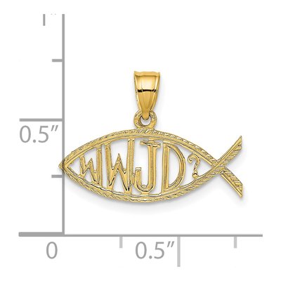 14K Yellow Gold WWJD Ichthus Fish Charm – view 4