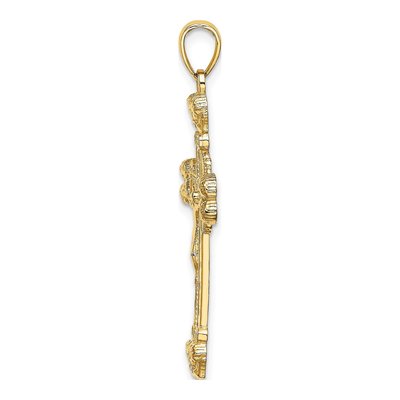 14K Yellow Gold Crucifix Sunburst Pendant – view 3