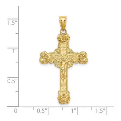 14K Yellow Gold Crucifix Sunburst Pendant – view 4