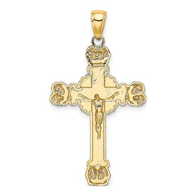14K Yellow Gold Crucifix Sunburst Pendant – view 5