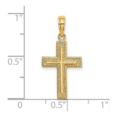 14K Yellow Gold Textured Cross Pendant – view 4