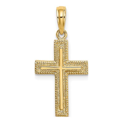 14K Yellow Gold Textured Cross Pendant