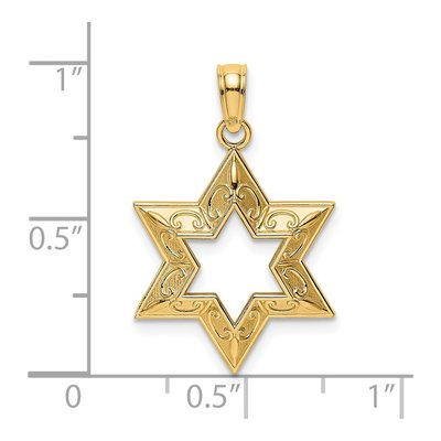 14K Yellow Gold Textured Star of David Pendant – view 4