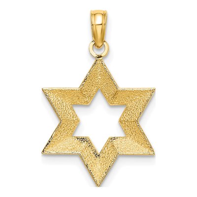 14K Yellow Gold Textured Star of David Pendant – view 5