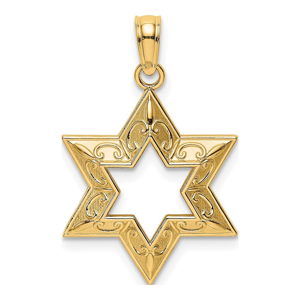 14K Yellow Gold Textured Star of David Pendant