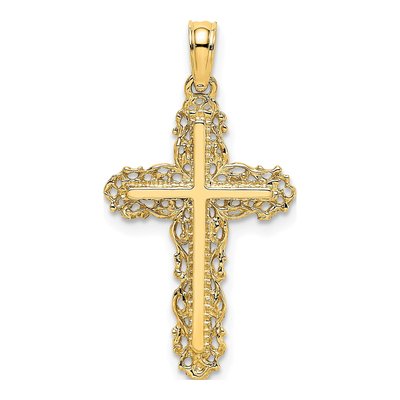 14K Yellow Gold Filigree Cross Pendant
