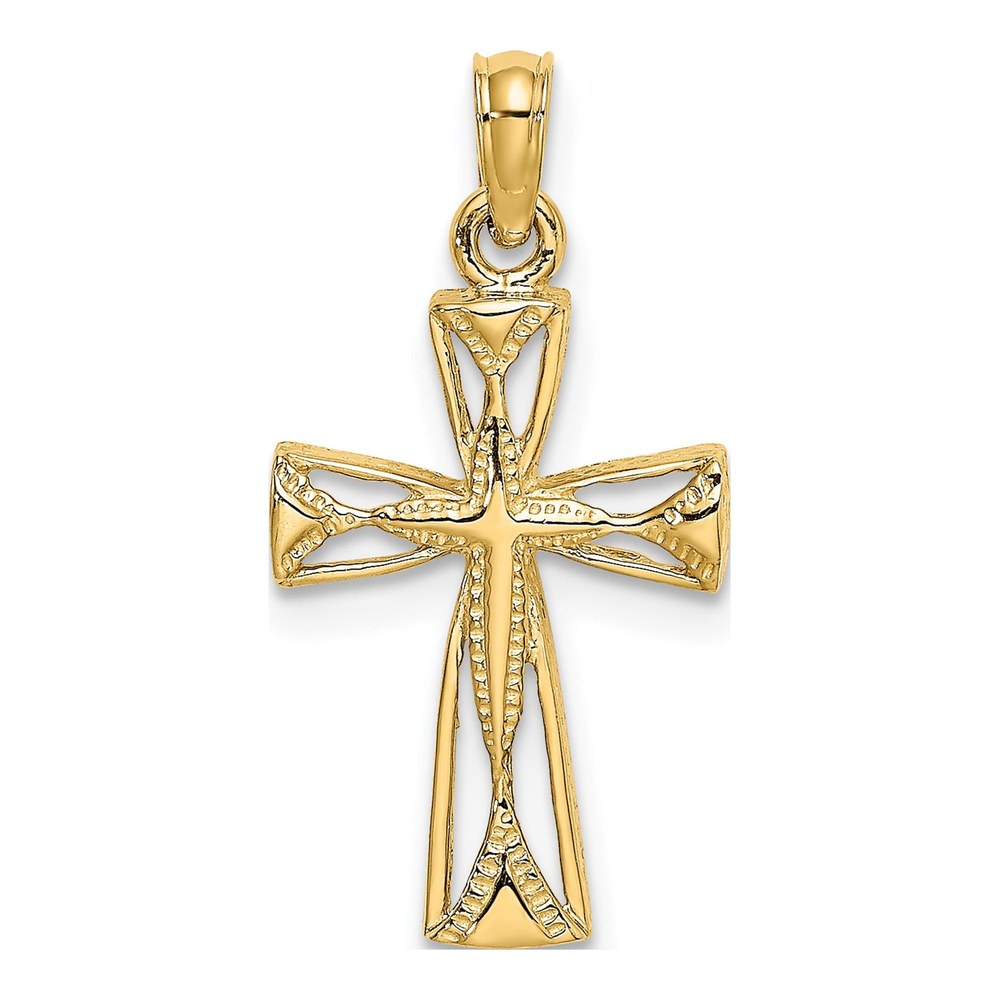 14K Yellow Gold Cut-Out Cross Pendant