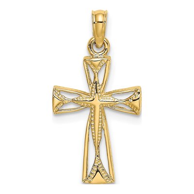 14K Yellow Gold Cut-Out Cross Pendant
