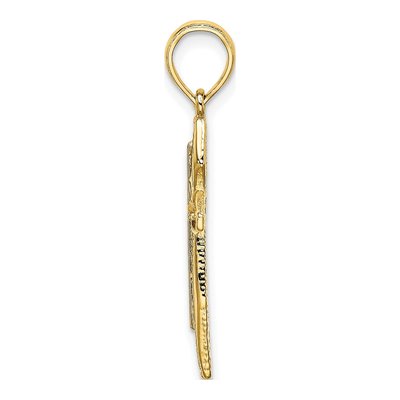 14K Yellow Gold Textured Cross Pendant – view 3
