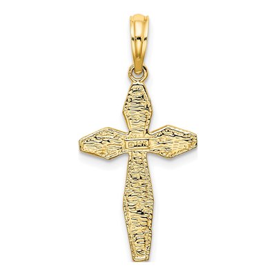 14K Yellow Gold Textured Cross Pendant – view 5