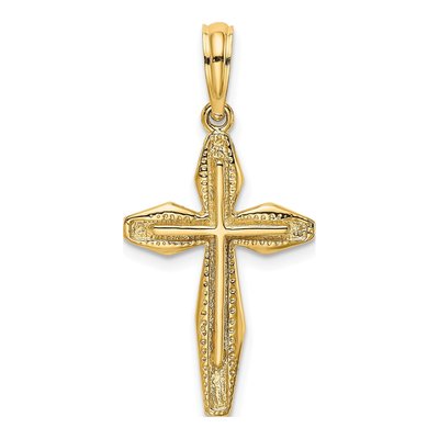 14K Yellow Gold Textured Cross Pendant