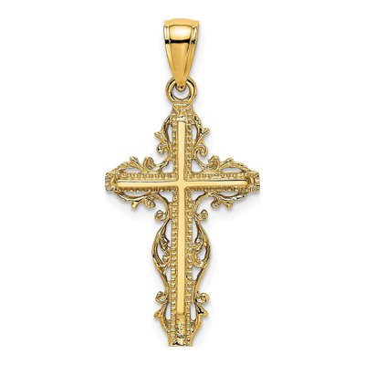 14K Yellow Gold Cross Charm