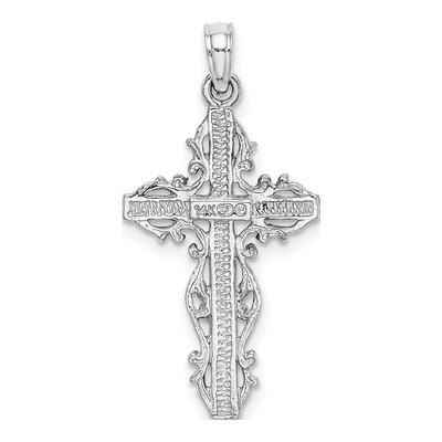14K White Gold Cross Charm – view 5