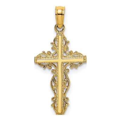 14K Yellow Gold Stick Cross Charm