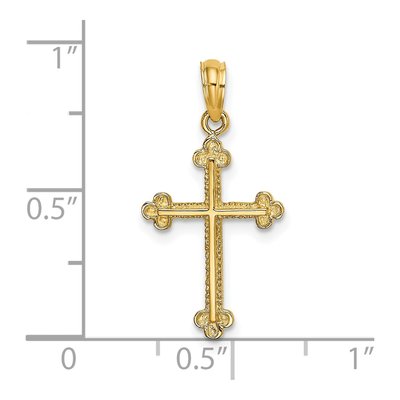 14K Yellow Gold Budded Cross Pendant – view 4