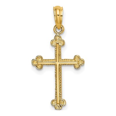 14K Yellow Gold Budded Cross Pendant