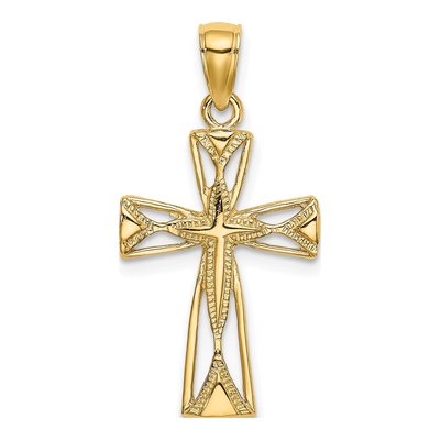 14K Yellow Gold Cut-Out Cross Pendant