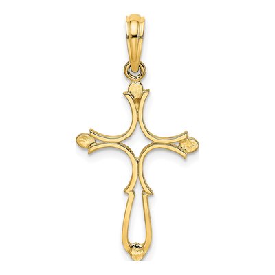 14K Yellow Gold Cross Cut-Out Pendant