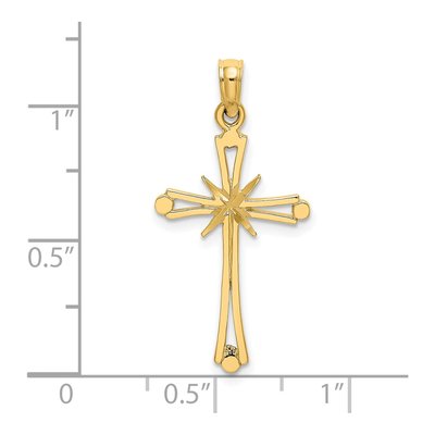 14K Yellow Gold Diamond-Cut Cross Pendant – view 4
