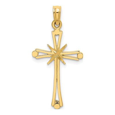 14K Yellow Gold Diamond-Cut Cross Pendant