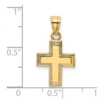 14K Yellow Gold Textured Cross Pendant – view 4