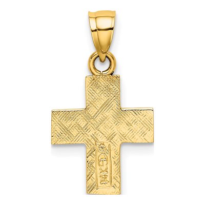 14K Yellow Gold Textured Cross Pendant – view 5
