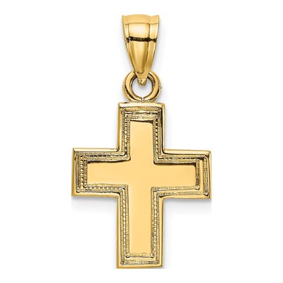 14K Yellow Gold Textured Cross Pendant