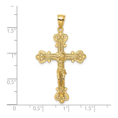 14K Yellow Gold Textured Crucifix Pendant – view 4