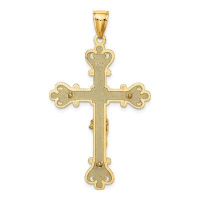 14K Yellow Gold Textured Crucifix Pendant – view 5