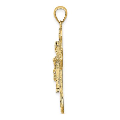 14K Yellow Gold Textured Crucifix Pendant – view 3