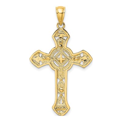 14K Yellow Gold Textured Crucifix Pendant – view 5